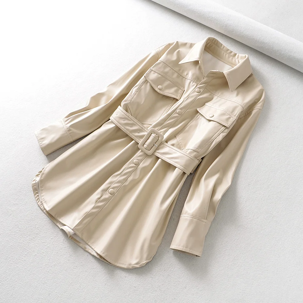 

Motorcycle Women Leather Shirt Street Personality Metal Single Buttons Pu Shirt New Autumn Winter Casual Long Sleeve Tops Blouse