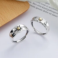fanru s925 sterling silver ring ethnic indian sun ray design fashionable open gift resizable woman couple rings s925 jewelry