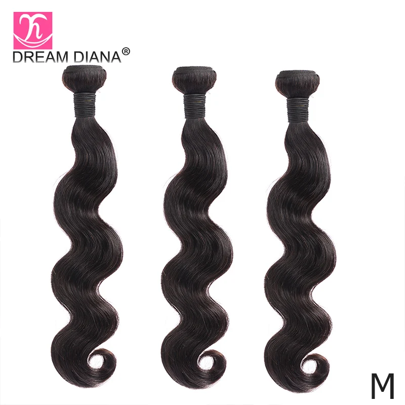 DreamDiana бразильские волнистые волосы пряди 3/4 шт. 10 &quot-30&quot естественный Цвет