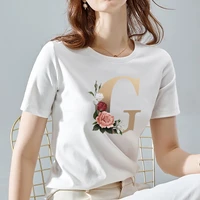 women letter t shirts summer female o neck casual short sleeve tops tee comfortable soft cloth basis white for woman clothing