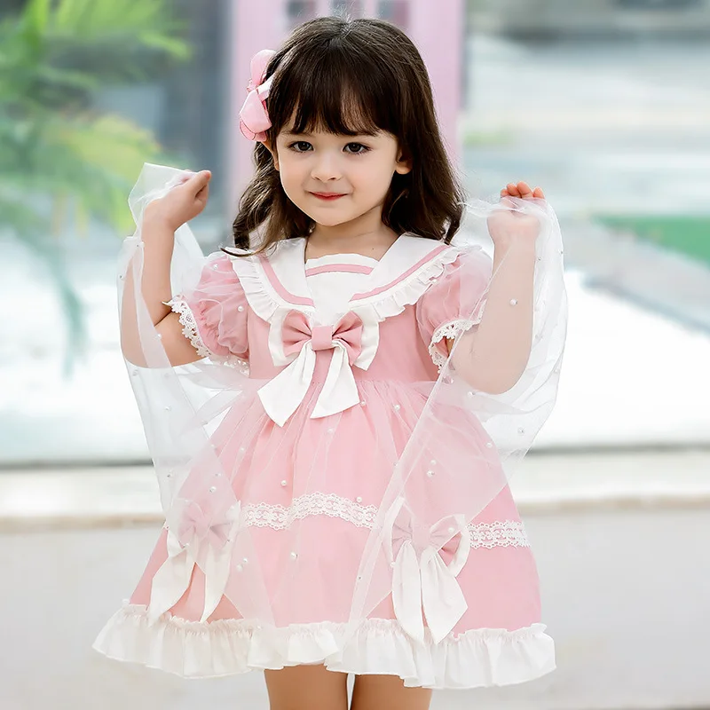 

Children Spanish Dresses Kids Lolita Princess Clothing for Girl Infant Birthday Party Bow Lace Dress Baby Girls Boutique Frocks