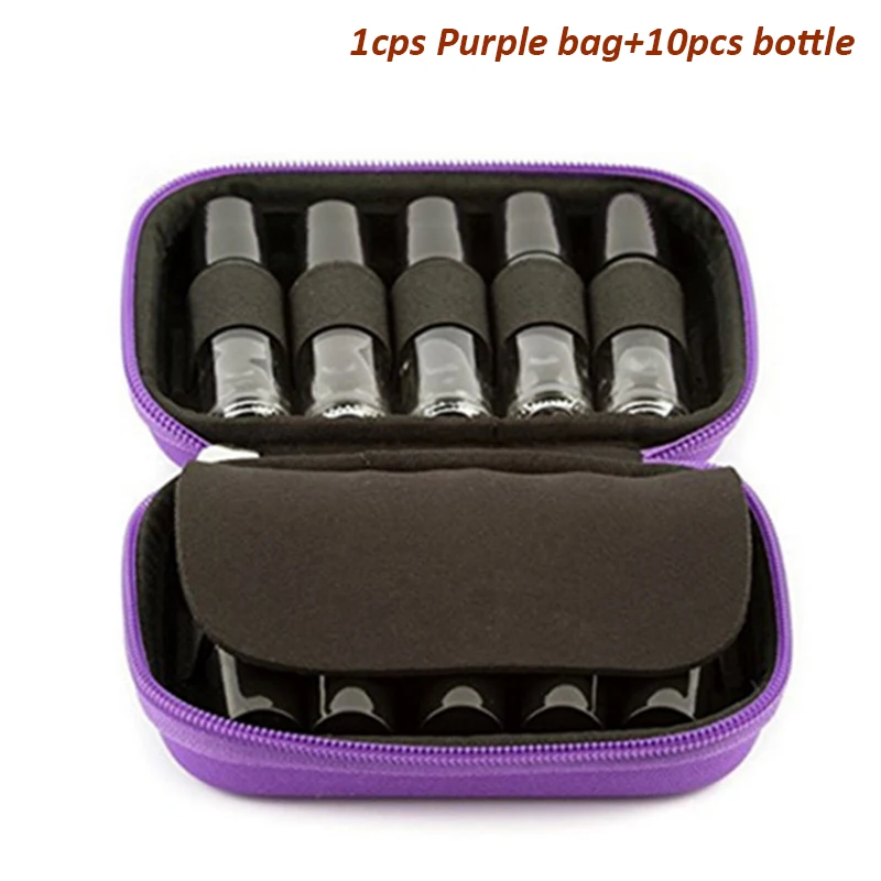 1pc purple bag+10pcs Прямая поставка Горячая распродажа 10 шт. 10 мл Янтарный ролик Стеклянные бутылки+ чехол для эфирного масла хранения ароматерапия сумка Красота Инструменты SMJ - Цвет: 1pc purple bag+10pcs