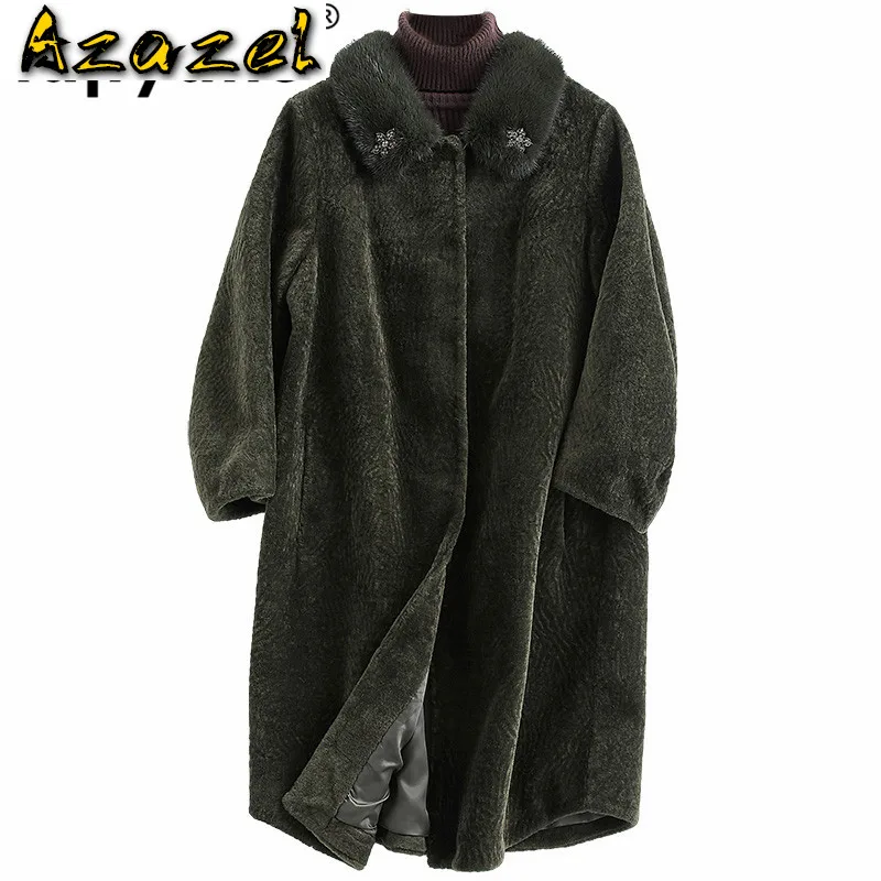 

Пальто из натурального меха норки с воротником шерстяная куртка осенне-зимнее пальто женская одежда 2020 корейские винтажные овчинные меховые Топы ZT3708