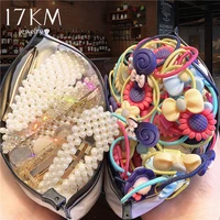 1000pcslot pearl elastic hair bands for women kids heart ponytail holder rubber band lovely heart hair ropes hair accessories