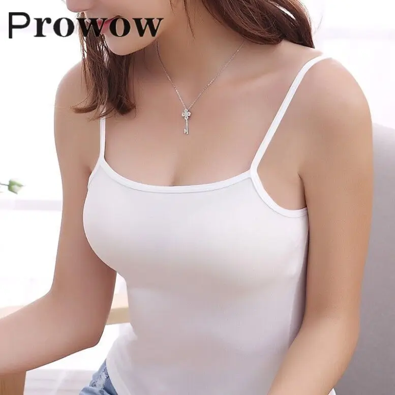 

Prowow однотонные Майки Топы Женская летняя обувь на каждый день с круглым вырезом, без рукавов, платье на бретелях для девочек женская уличная...