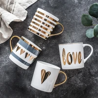 nordic style mug simple golden ceramic cup office water cup home breakfast coffee cup milk cup couple cup tea cup holiday gift