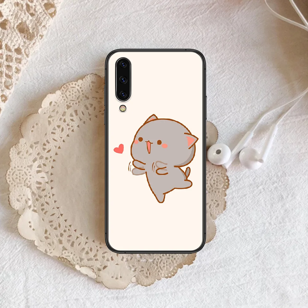 

cute cartoon Peach cat Phone Case Cover For Samsung Galaxy A10 A11 A20 E A21 A30 A40 A41 A50 A51 A70 A71 A81 S 4G 5G black Cover