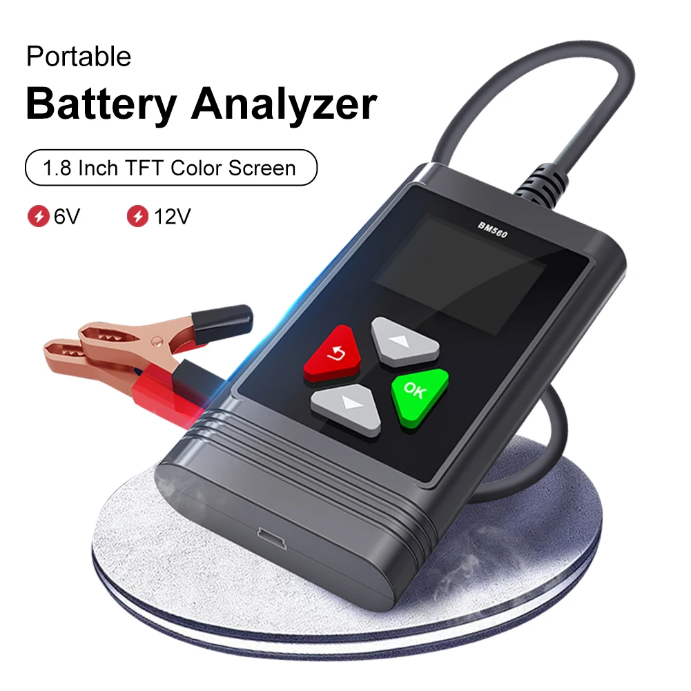 

Car Battery Tester 6V 12V Analyzer 100-2000CCA 2-220AH Cranking Test Reverse Protection Charge Check