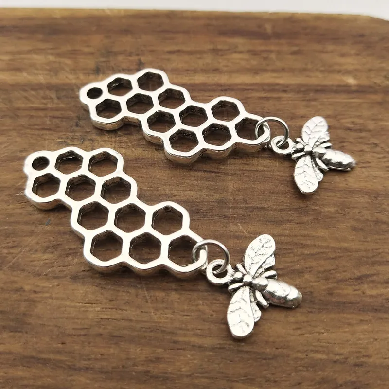 10 шт соты с пчелами амулеты ручной работы аксессуары серебряные цвета пчела