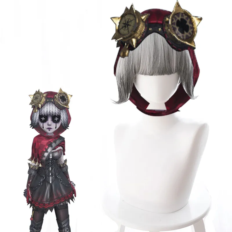

Game Identity V Cosplay Wig Mechanic Tracy Reznik Little Red Riding Hood Role Play Wigs Silver gray gradient black gray +Wig Cap