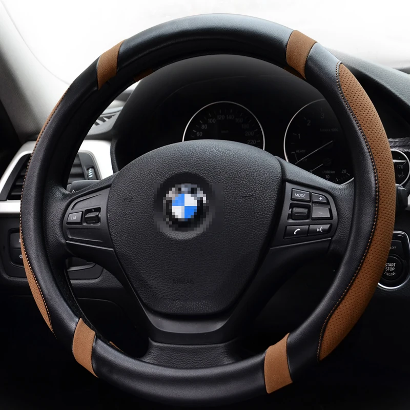 

Universal Leather Anti-Slip Car Steering Wheel Cover 15 Inches 37-38cm for Bmw X1 X5 X3 320li 525li All Models Accessories