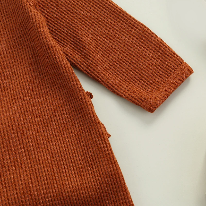 Комбинезон для новорожденных на молнии с длинным рукавом и оборками однотонный