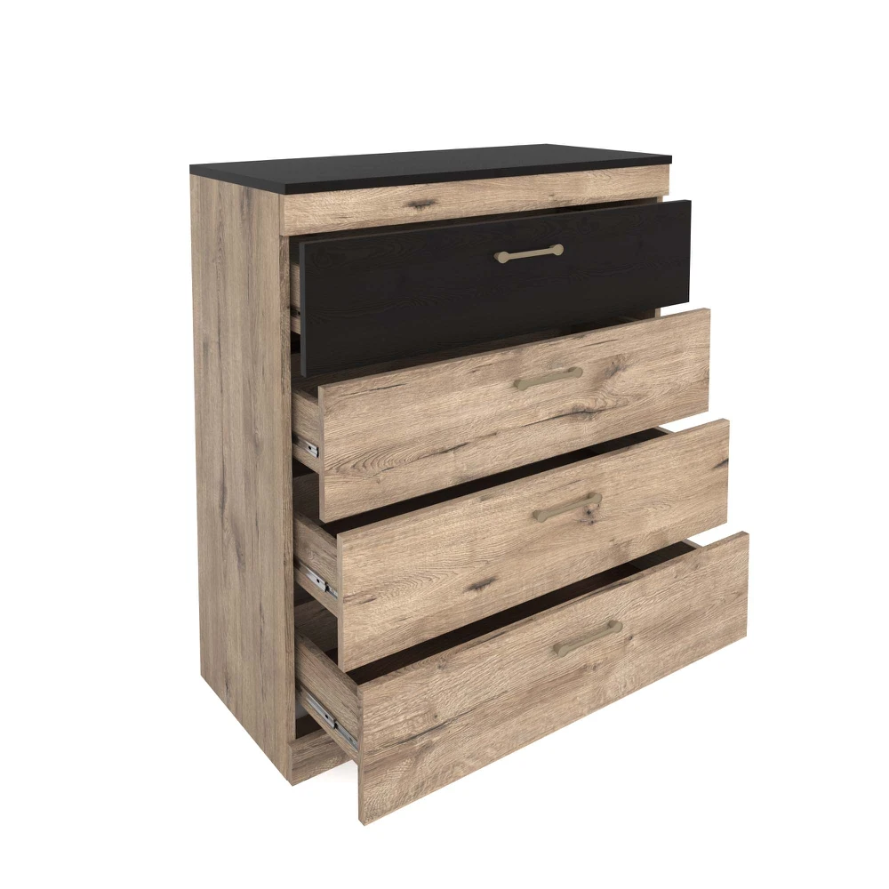 Dresser Denise Lazurit Wellington Oak / Black furniture comfort for home bedroom chest of drawers Furniture Dressers |