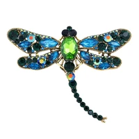vintage design shiny crystal rhinestone dragonfly brooches for women dress scarf coat insect pins jewelry accessories gifts