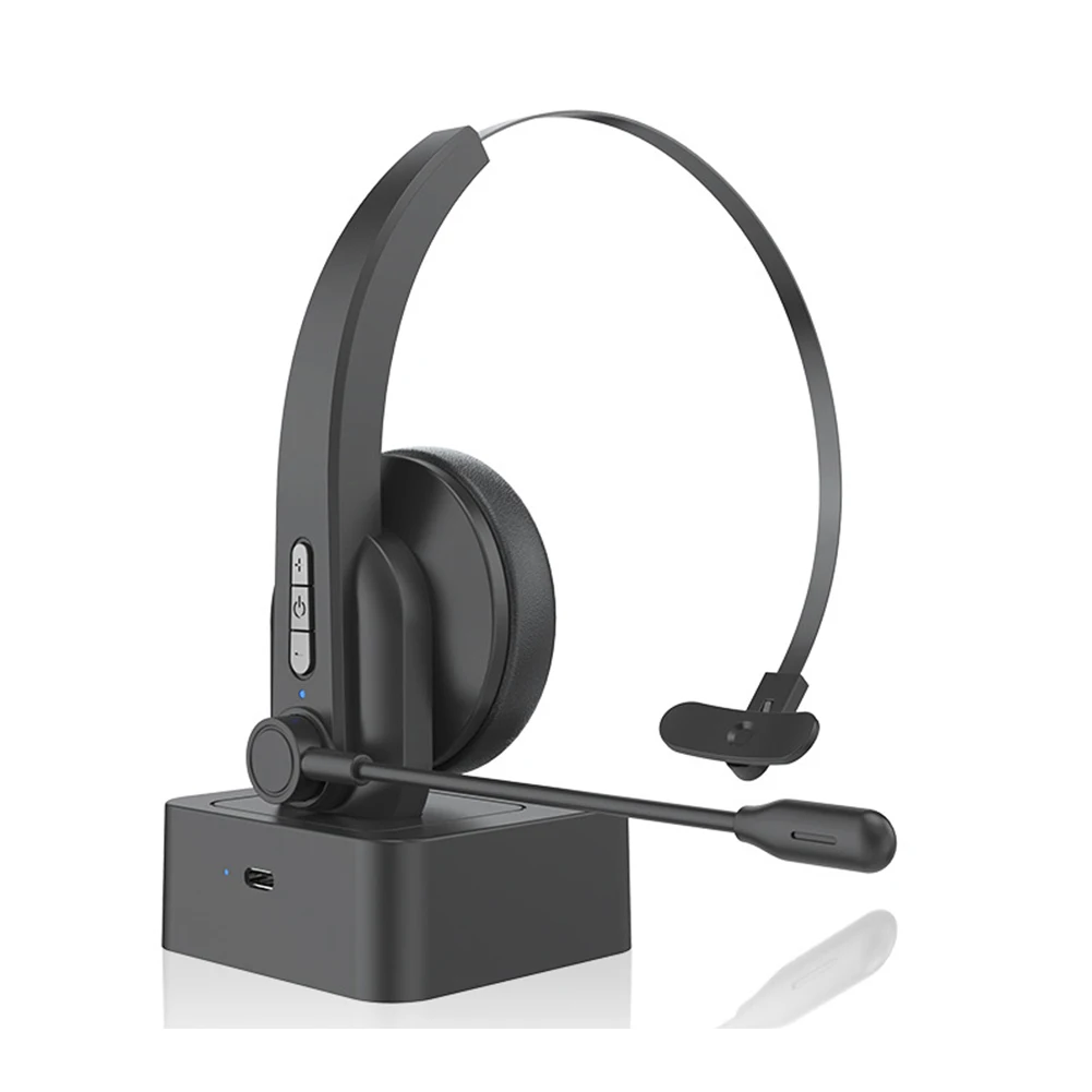 Bluetooth 5.0 Headset Wireless Handsfree with Microphone Charging Base On Ear Headphone for Car Truck Driver | Электроника