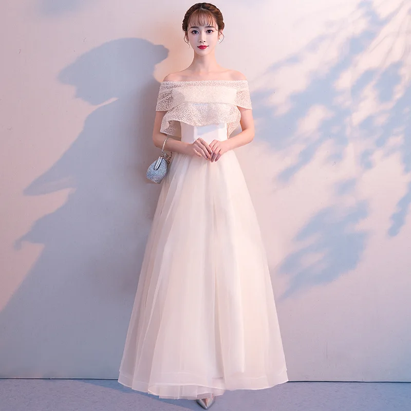 

Sexy Slash Neck Evening Party Dress Elegant A-line Banquet Dress Temperament Slim Hostess Dress Noble Prom Gown Oversize 3XL