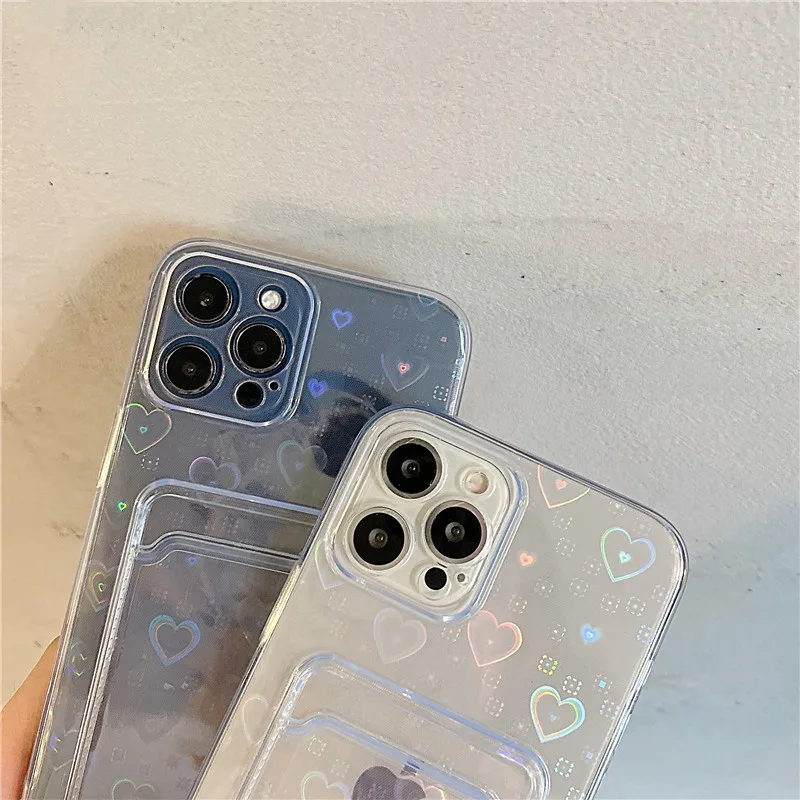 

For IPhone 11 12 13 7 8 Plus XR X XS MAX SE 2020 Coque Transparente Souple Avec Porte-cartes Shockproof Original Phone Case