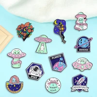 creative trendy cartoon alien cat oil drop lapel brooch badges pin denim bag gift men women fashion jewelry clothes decoration