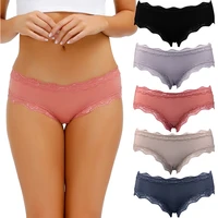 comsoft women underwear set 5pcslot super silky nylon panties for women solid color sexy lace women briefs ladies panties