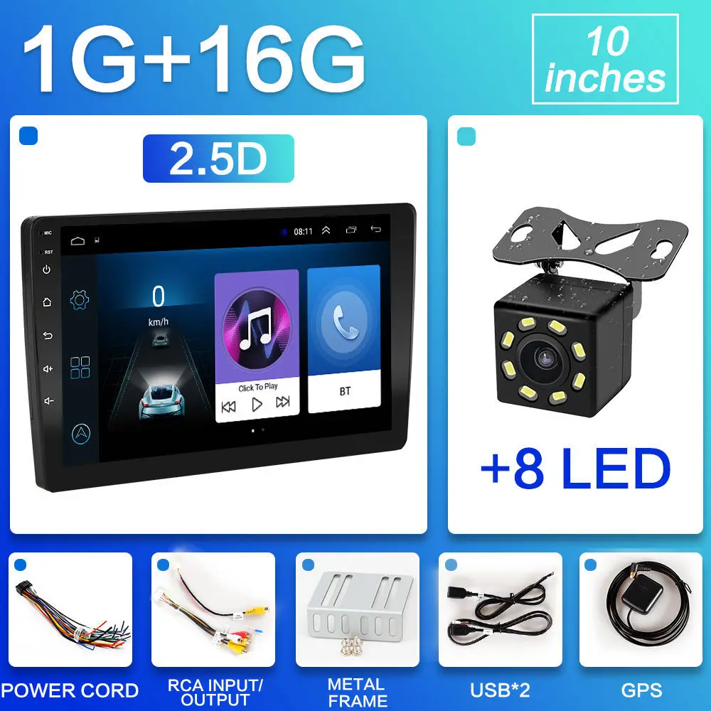 1G-8LED 2 din Android 8,1 стерео Автомагнитола " 10,1" универсальный хост автомобильный Радио навигатор gps для Kia LADA Toyota Nissan видео плеер - Цвет: 1G-8LED
