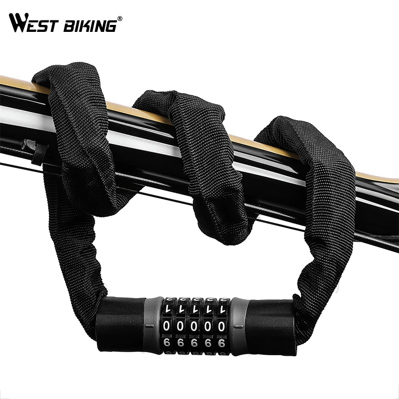 

WEST BIKING Bicycle Lock 5 Password Bike Digital Chain Lock Security Outddor Anti-Theft Lock Motorcycle Cycling Bike Accessories