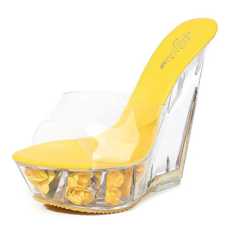 Женские туфли на высоком каблуке летние прозрачные свадебные с кристаллами 14 см