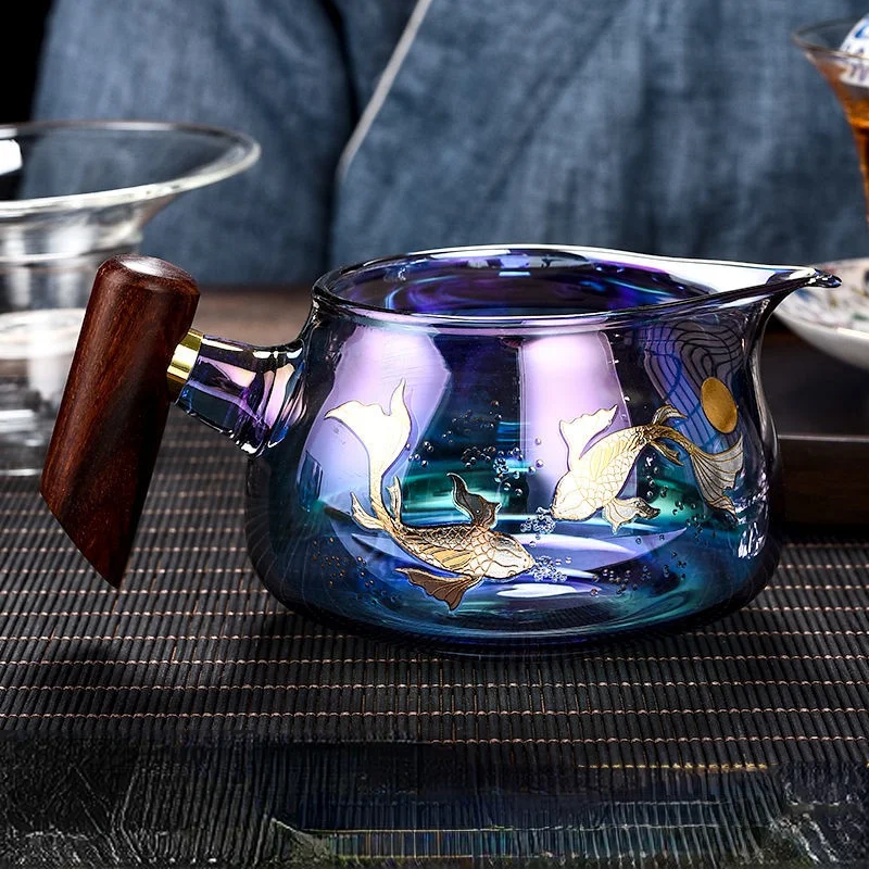 

Colorful Fair Cup Enamel Tea Cup Thick Heat-resistant Glass Kung Fu Wooden Handle Tea Divider Tea Maker Tea pourer