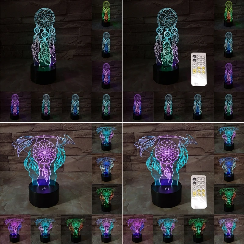 

Dream Catcher Pattern Visual 3D Night Light Creative LED Colorful Lamp Home Bar