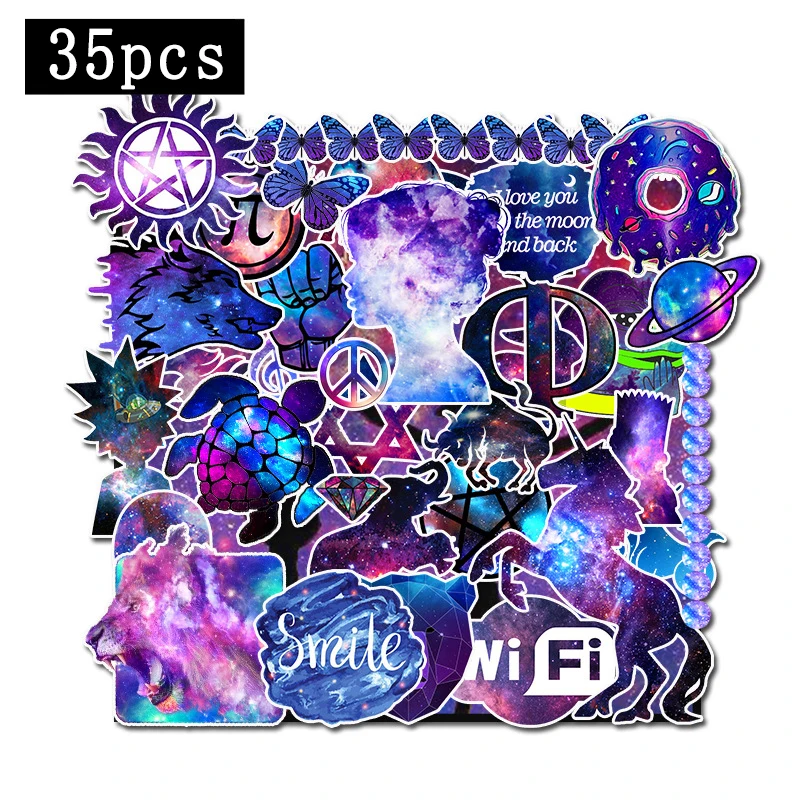 35pcs 35 шт./упак. звездное небо ПВХ мультфильм наклейка в стиле граффити игрушки для детей ноутбук наклейки скейтборд водонепроницаемый стикер s - Цвет: 35pcs