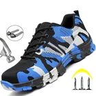 Нескользящая защитная обувь, мужские рабочие ботинки, износостойкие защитные ботинки, Мужская Рабочая обувь со стальным носком, Нескользящие рабочие кроссовки