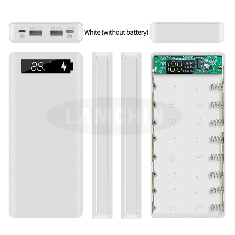 5 в двойной USB 8*18650 Внешний аккумулятор с дисплеем высокой емкости 18650 USB зарядное устройство DIY чехол для IPhone samsung huawei