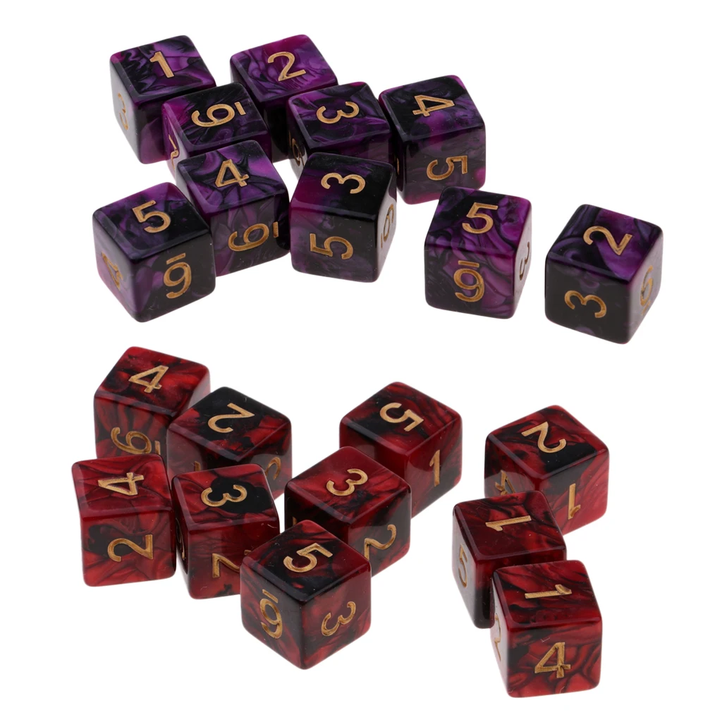 20 шт. игральные кости двух цветов 16 мм D6 для подземей и драконов DND РПГ MTG
