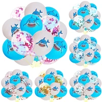 15pcsset animals theme party balloons amazing blue shark latex confetti balloon birthday party decorations baby shower supplies