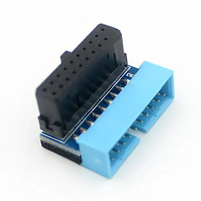 Адаптер-удлинитель штекер-гнездо 19pin USB 3.0 20pin угловой под углом 90 градусов для