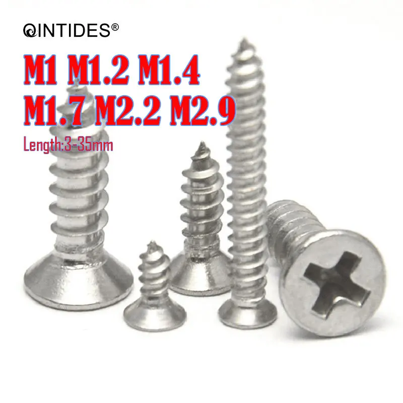 QINTIDES M1 M2.9 винты с крестообразной утопленной потайной головкой самонарезающие 304
