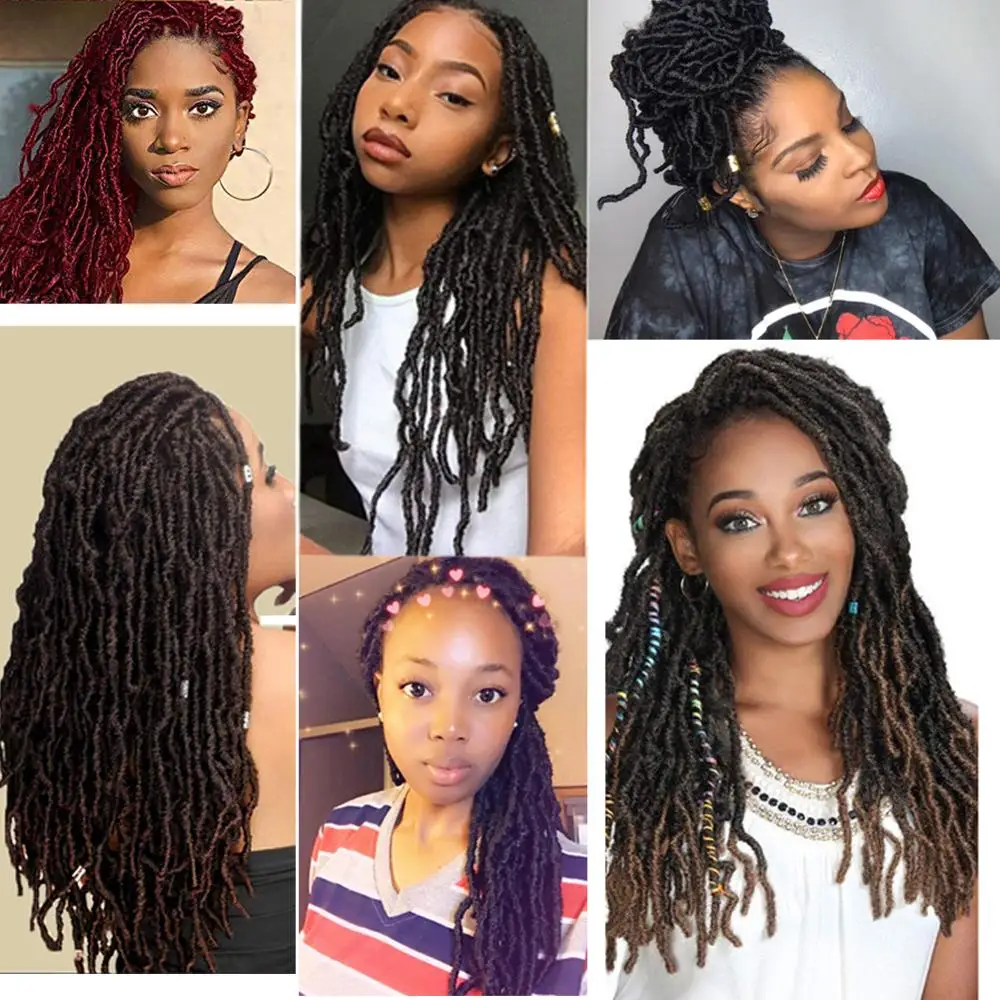 

21 Strands Afro Curly Crochet Hair Nu Faux Locs Synthetic Ombre Braiding Hair For Black Women Goddess Faux Locs Hair Extension