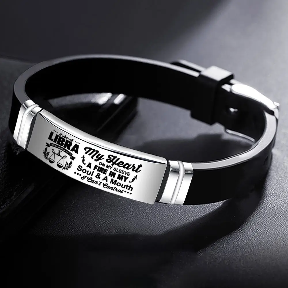 

12 Constellation Bracelet Stainless Steel Silicone Bracelet Adjustable Couple Bracelet Student Gift