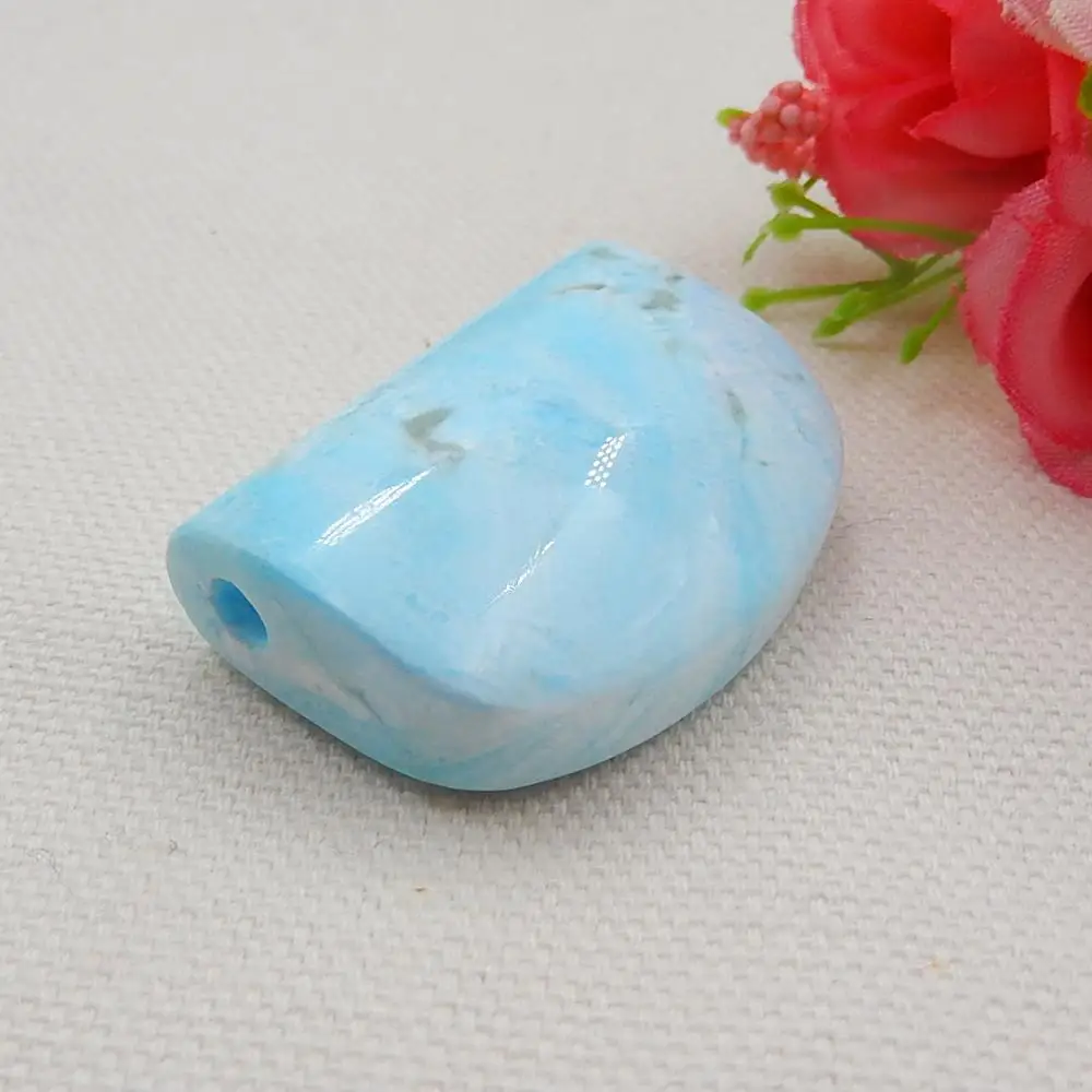

New Arrival Natural Larimar Drilled Pendant Bead 26x36x12mm20g