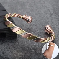 vinterly magnetic bracelet copper ball rose gold open cuff adjustable bracelets bangles for women gifts twisted copper bangles