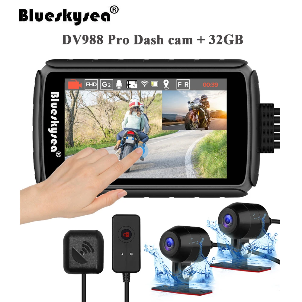 Видеорегистратор Blueskysea DV988 Pro с сенсорным экраном Wi Fi HD 1080P GPS 32 ГБ| |