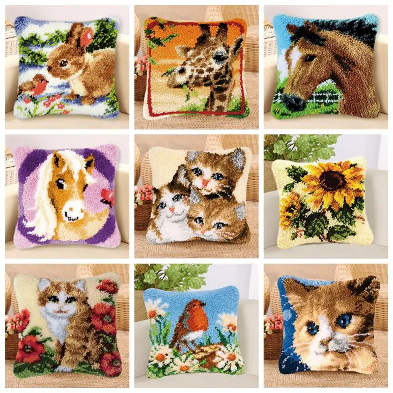 

Borduurpakket Kussen Embroidery Package Pillow Klink Haak Kleed Bloemen Latch Hook Kits Diy Smyrna Knooppakket Do It Yourself AA