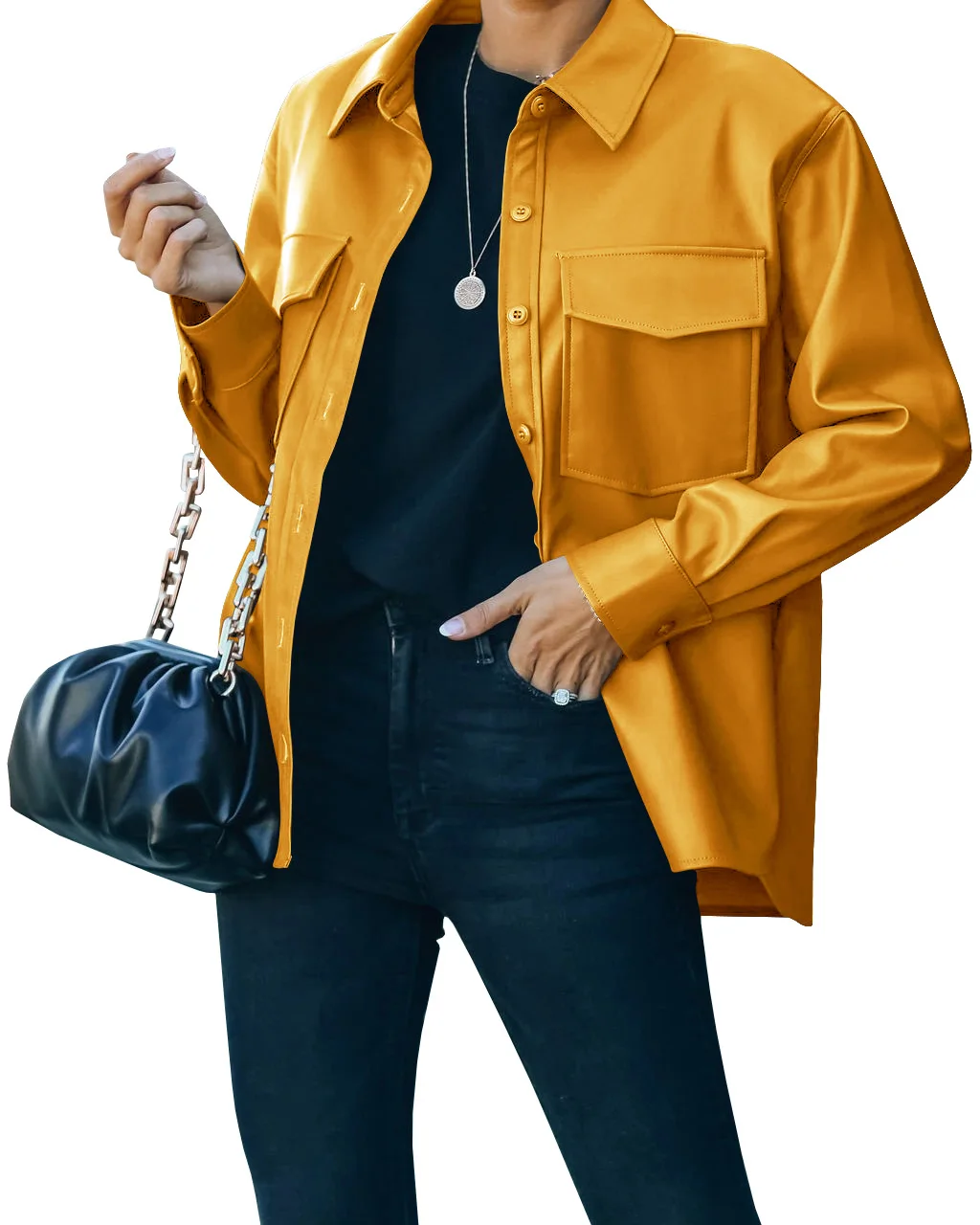 Europe and America Spring and Autumn Leather Jacket Women's PU Washed Women's Slim Short PU Leather Jacket