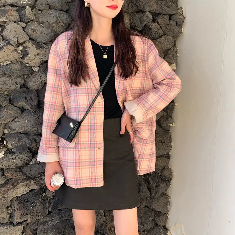 HziriP женские свободные милые универсальные клетчатые Простые короткие шикарные