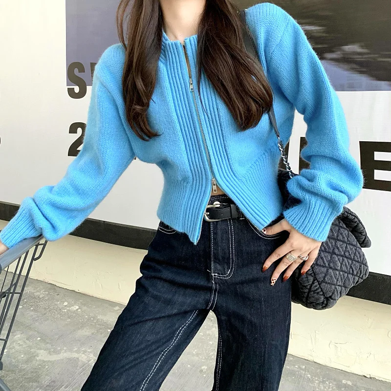 

2021 New Autumn Clothes Korean Cardigan Loose Casual All-match Knitting Zipper Temperament Commuter Knitted Sweater Jacket Women