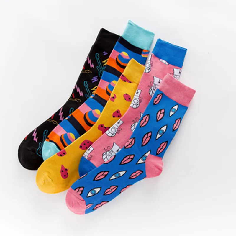 Счастливые носки Новое поступление с гитарами клоуны шарики узоры брендовые