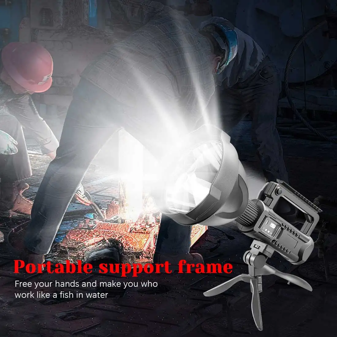 

Портативный прожектор XHP50, 4 режима, мощный светодиодный фонарик с монтажным кронштейном, водонепроницаемый перезаряжаемый прожектор, 8000 мА...