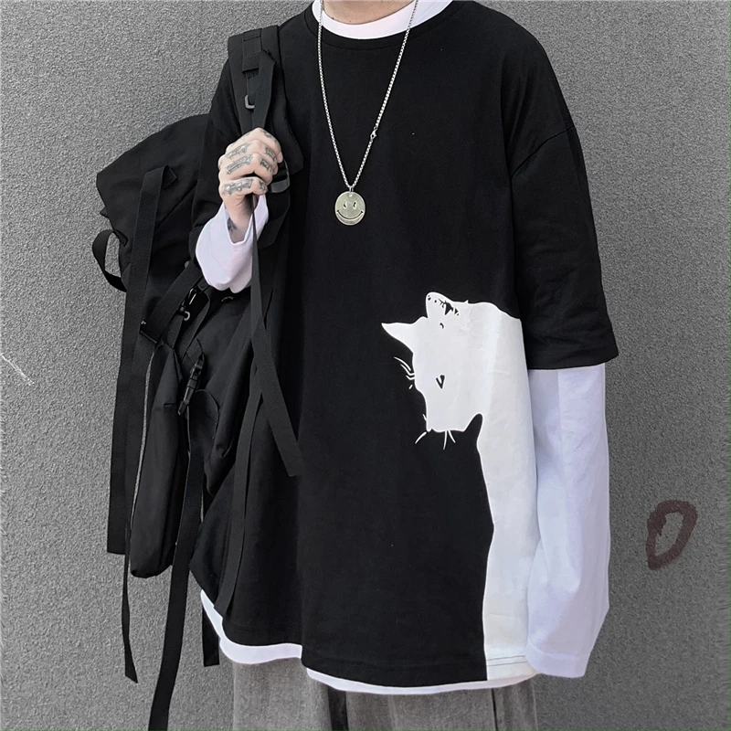 

Summer Harajuku Patchwork Print Women T-shirt Ladies Vogue O-Neck Long Sleeve Tshirt Female Casual Kawaii Tops Tee Shirts