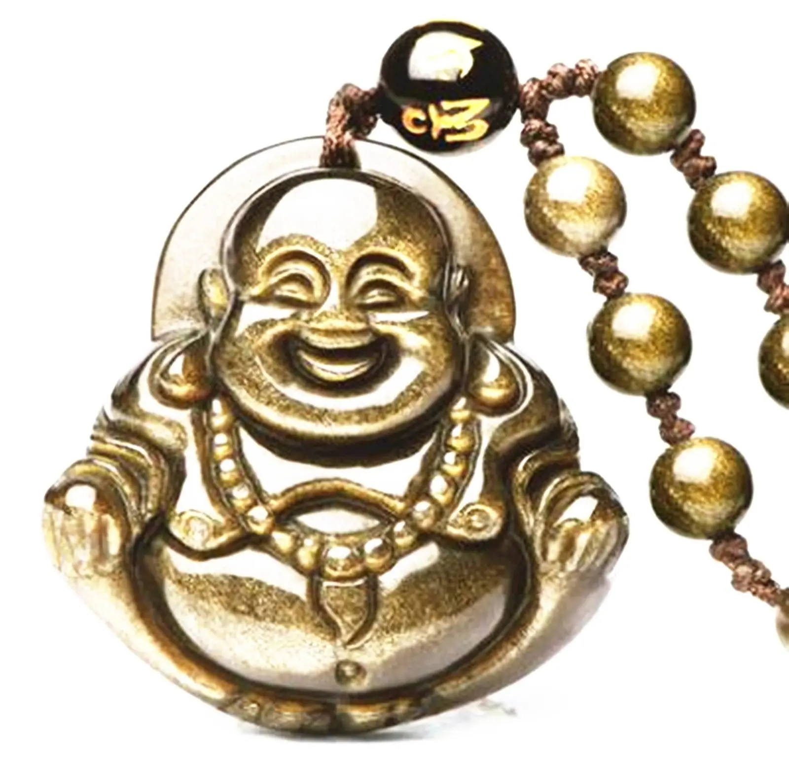 Ожерелье LETSFUN из натурального золота обсидиана с подвеской Будды | Украшения и