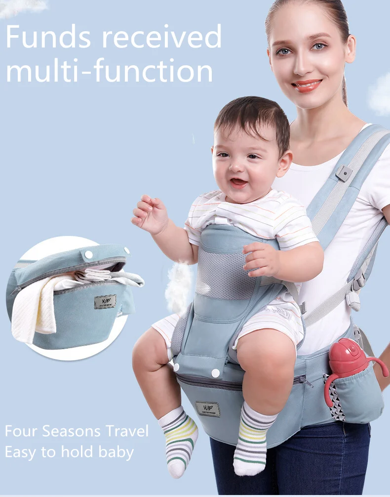 

Sunveno Ergonomic Baby Carrier Baby Kangaroo Child Hip Seat Tool Baby Holder Sling Wrap Backpacks Baby Travel Activity Gear