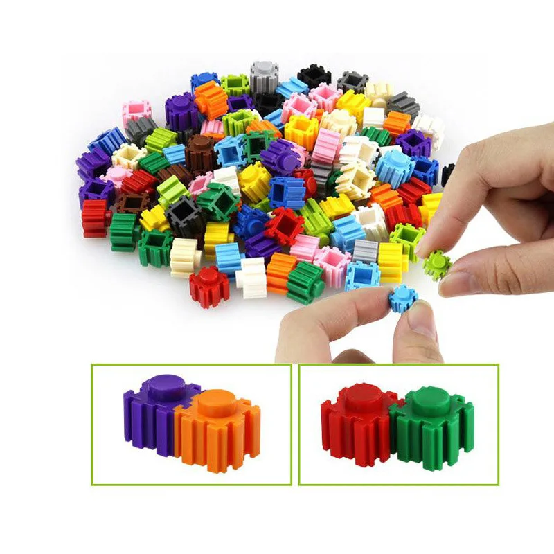 

500pcs/lot Bulk Miniature Puzzle Bricks Plastic DIY Insertion And Assembly Colorful Blocks 8*8MM Educational Assembling Toys